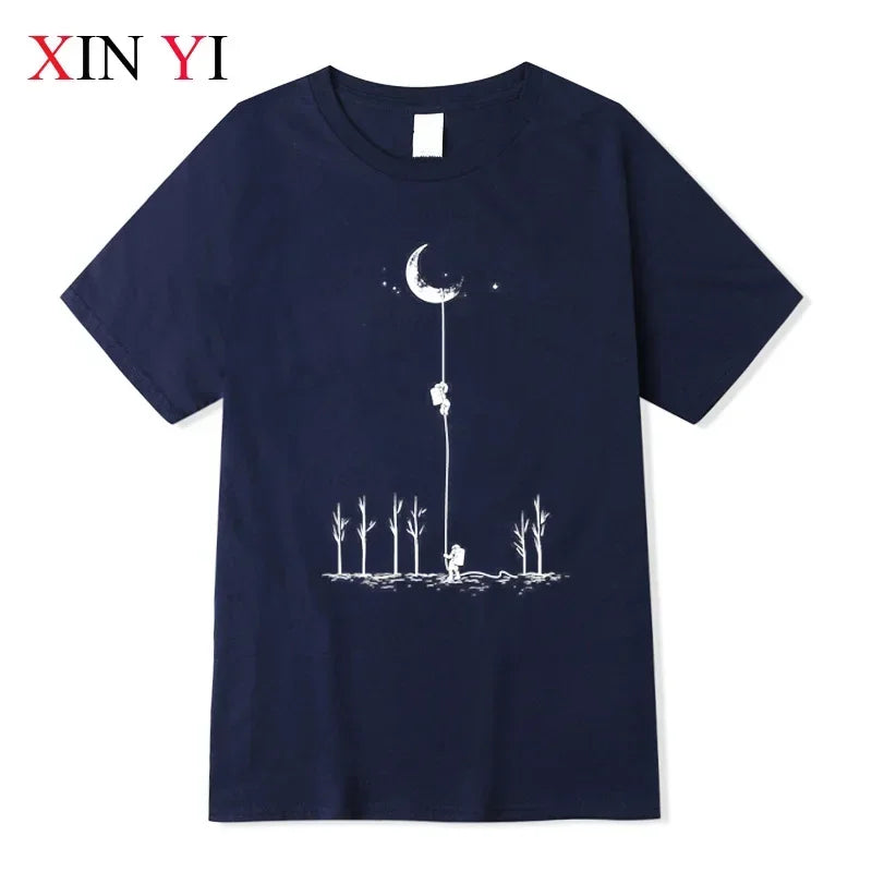 Astronaut Print Casual Loose O-neck for Men T-shirt