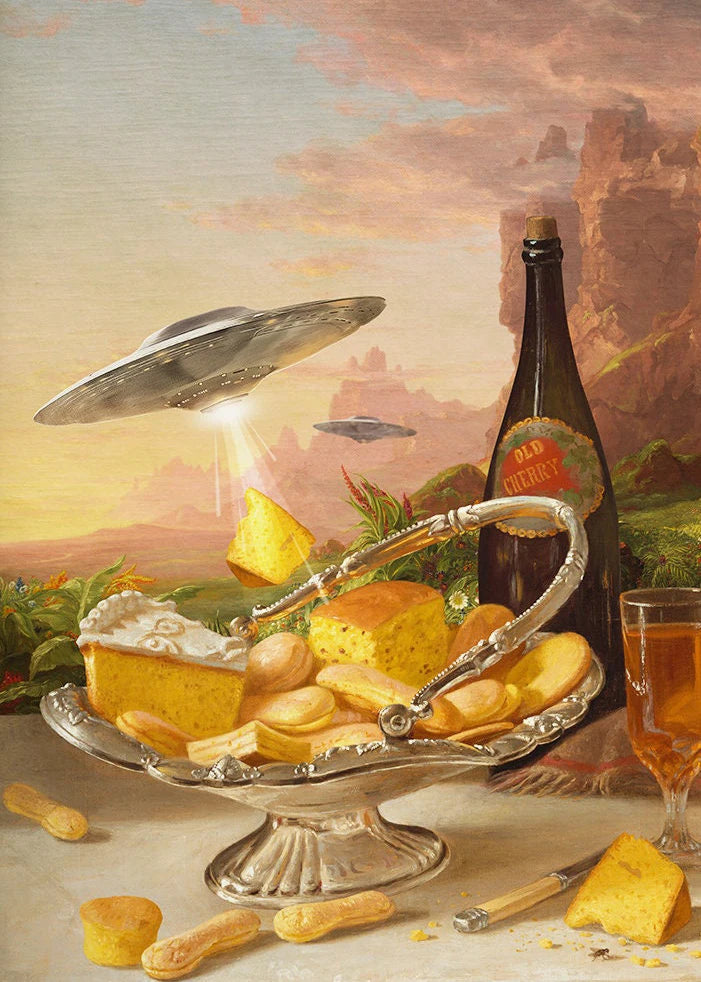 UFO Alien Poster Retro Disco Ball Wall Art Home Decor Mural