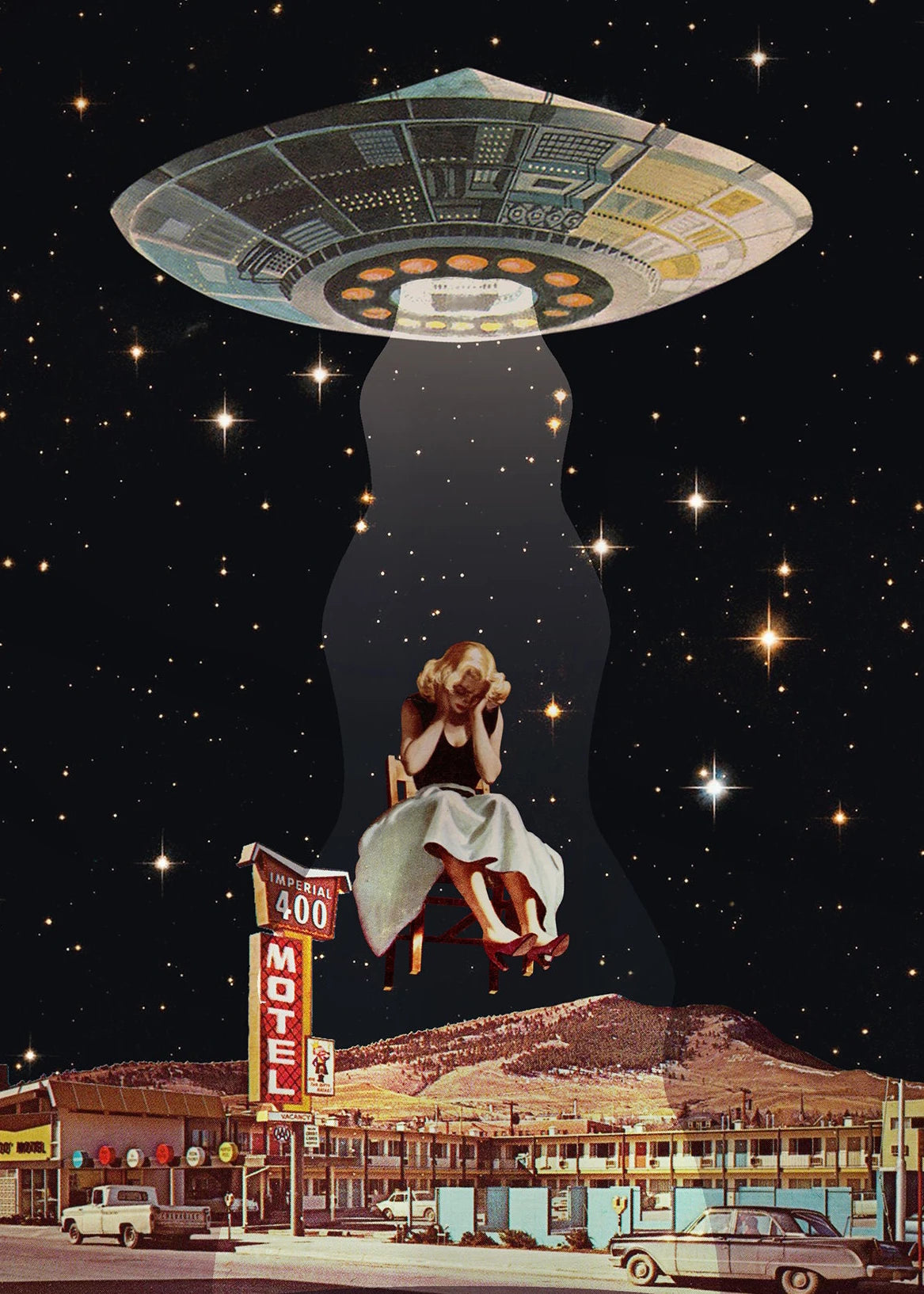 UFO Alien Poster Retro Disco Ball Wall Art Home Decor Mural