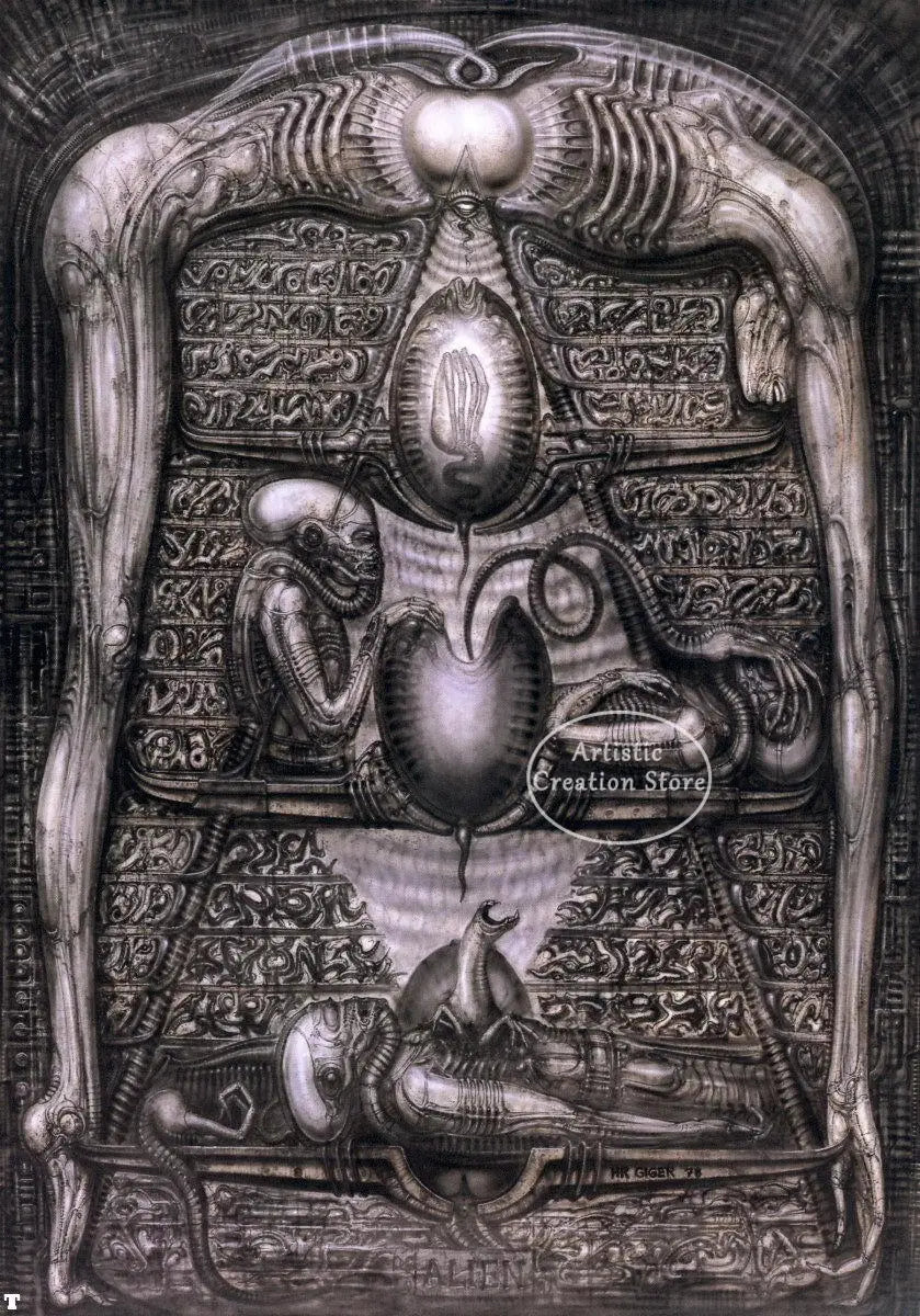 Hr Giger Li Ii Abstract Alien Retro Thriller Poster Wall