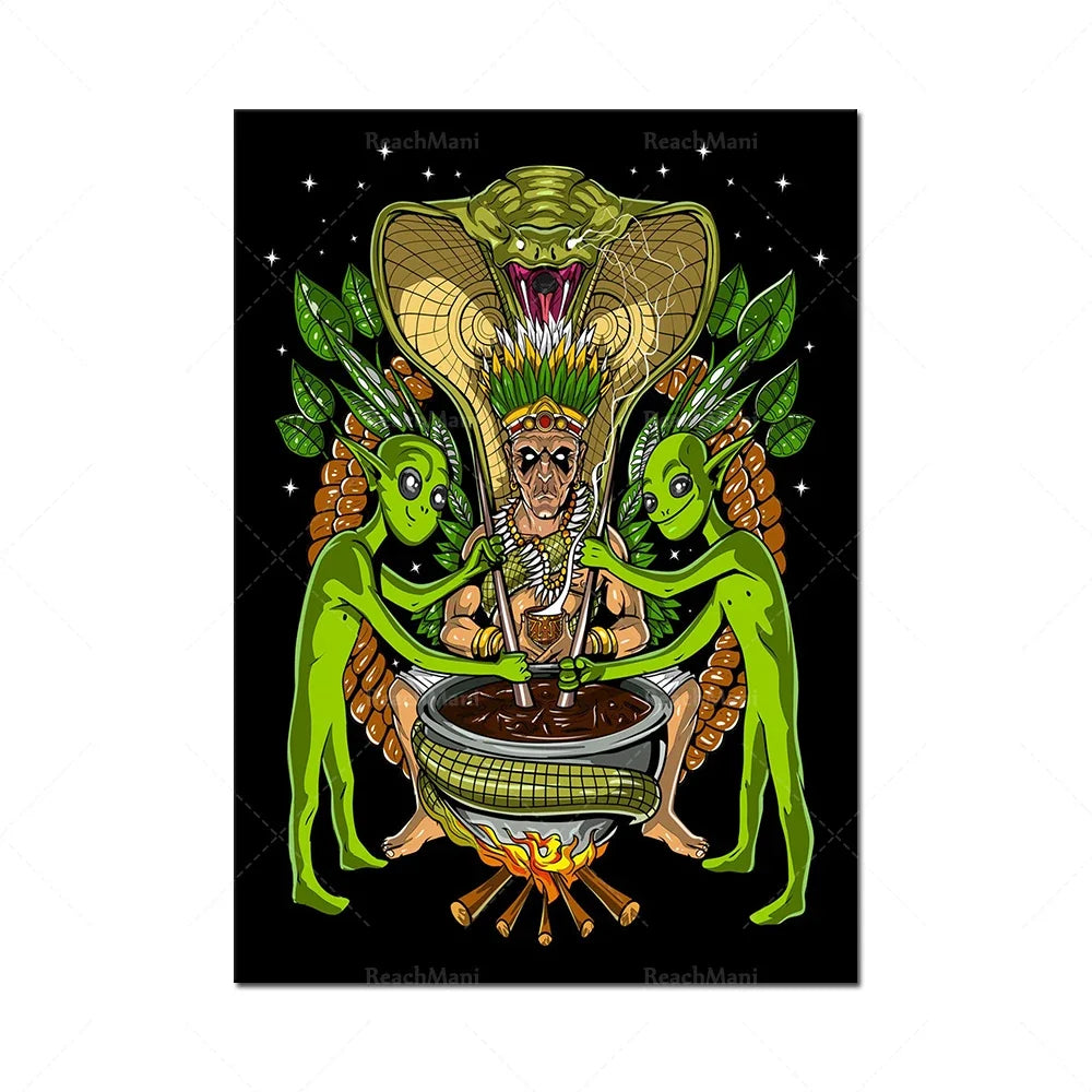 Space alien smoking weed canvas poster-hippie
