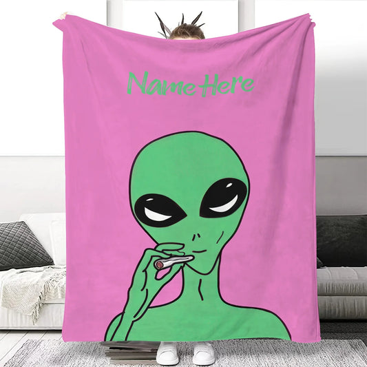 Customizable alien pattern flannel blanket