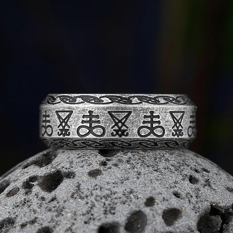 Vintage Gothic Baphomet Seal Signet Rings