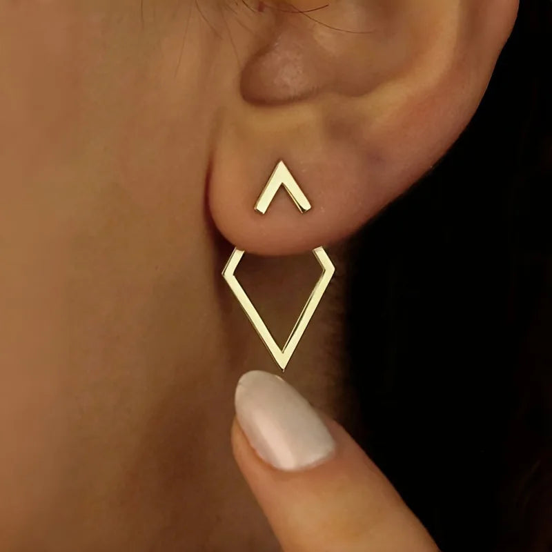Geometric Rhombus Double Layer Combination Design Earrings For Women