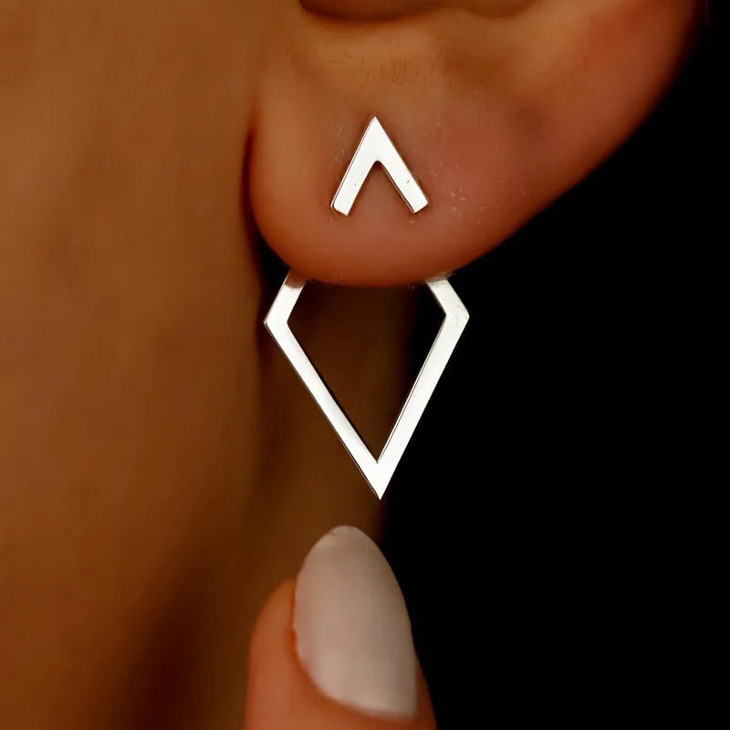 Geometric Rhombus Double Layer Combination Design Earrings For Women