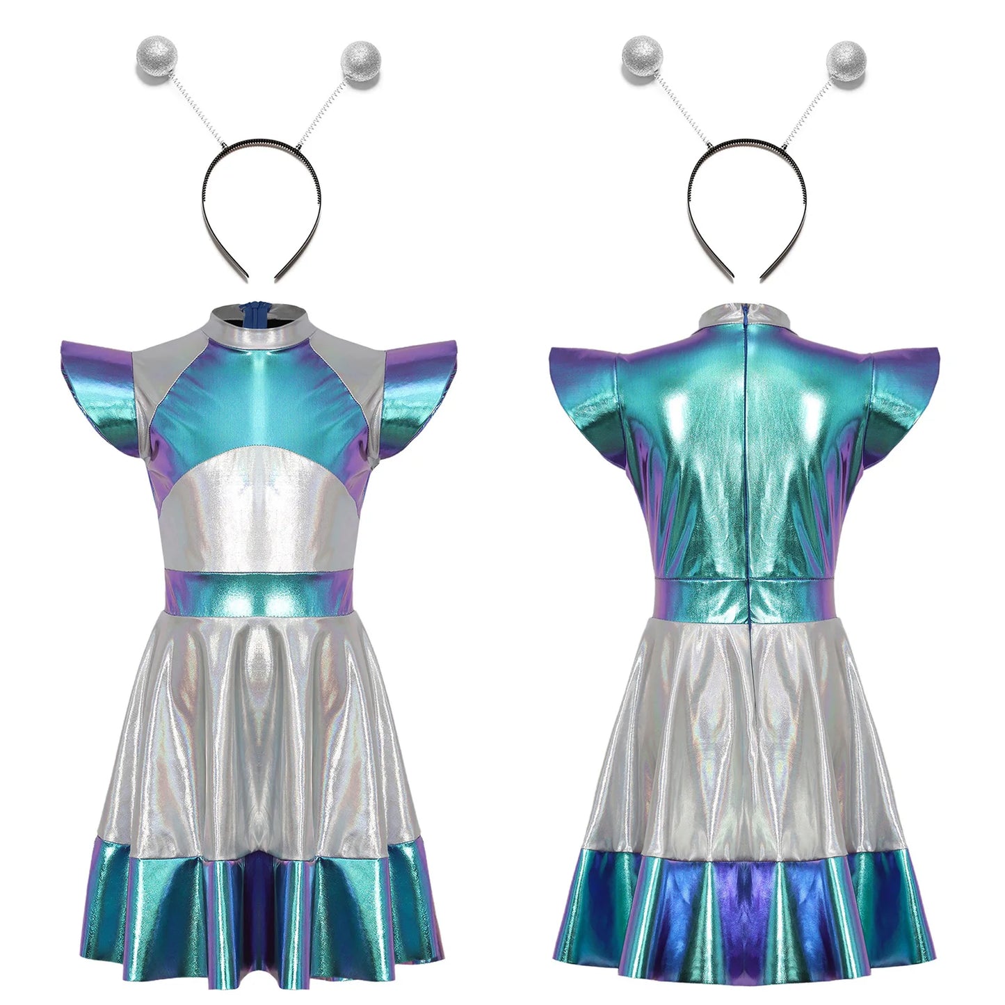 Girls Shiny Alien Outer space Halloween Cosplay