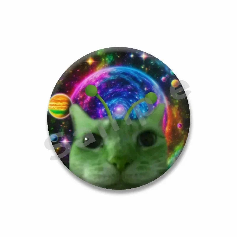 Rainbow Alien Cat Enamel Pin 32-75mm