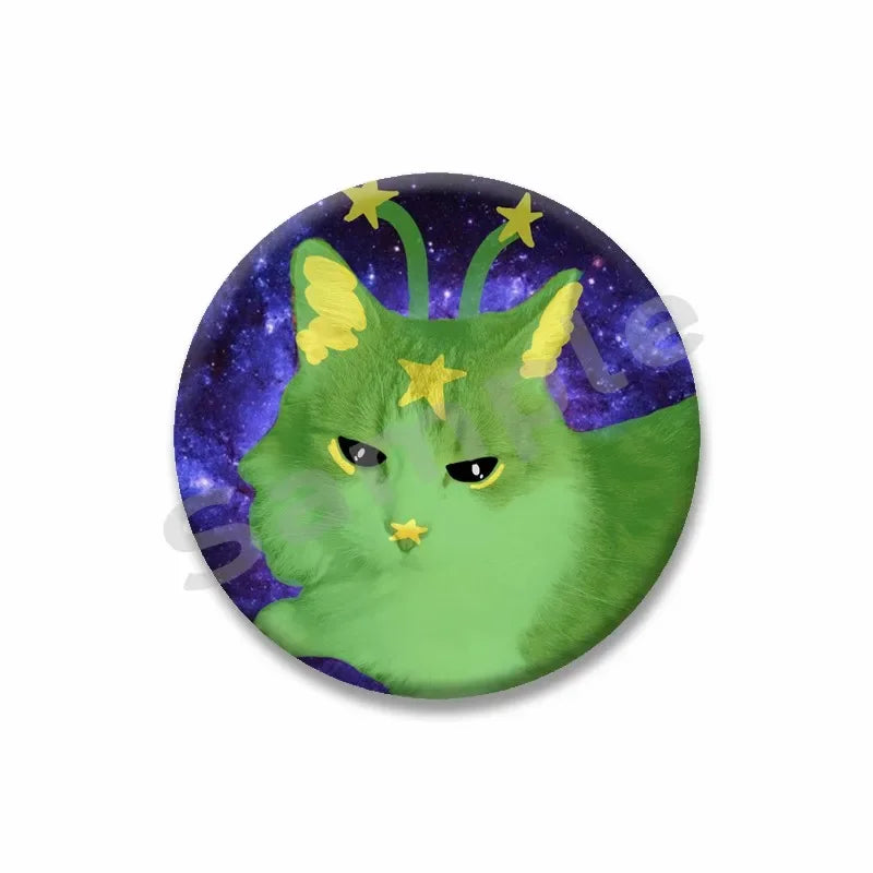 Rainbow Alien Cat Enamel Pin 32-75mm