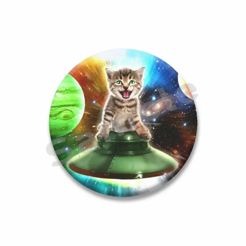 Rainbow Alien Cat Enamel Pin 32-75mm