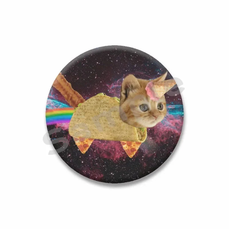 Rainbow Alien Cat Enamel Pin 32-75mm