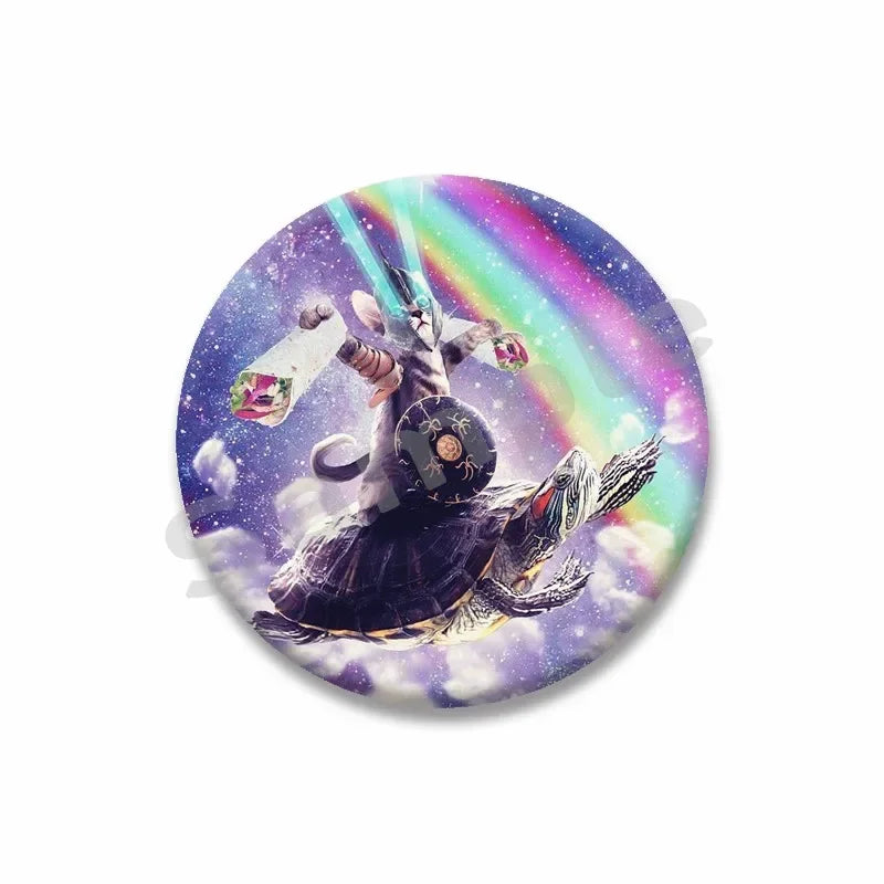Rainbow Alien Cat Enamel Pin 32-75mm