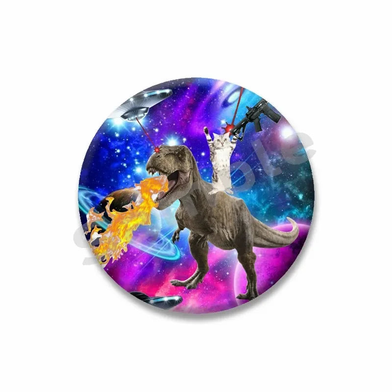 Rainbow Alien Cat Enamel Pin 32-75mm