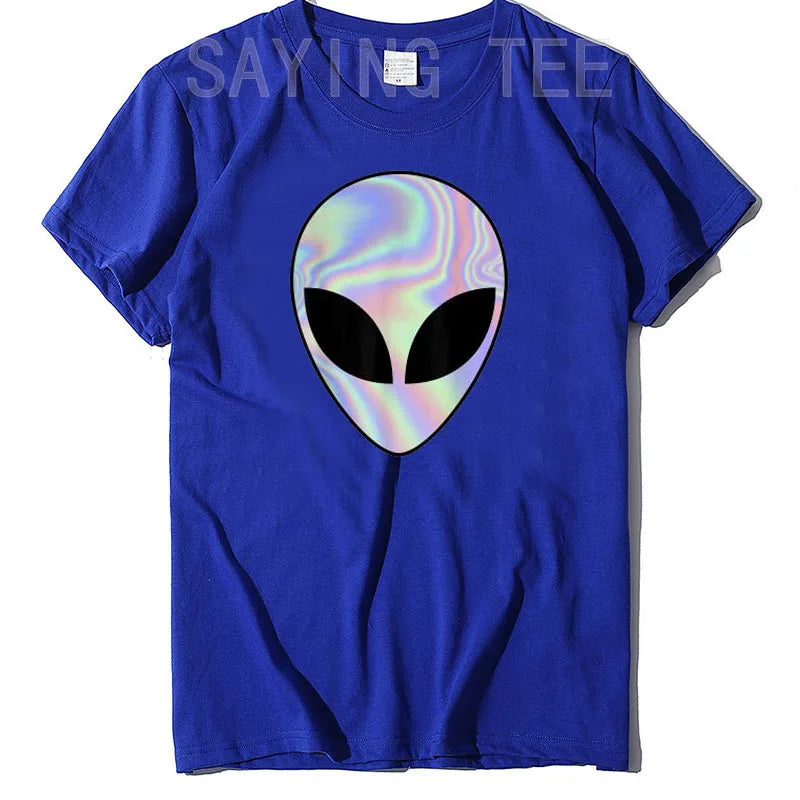 Alien Head T-Shirt Colorful Alien-Ufo Rave Tee