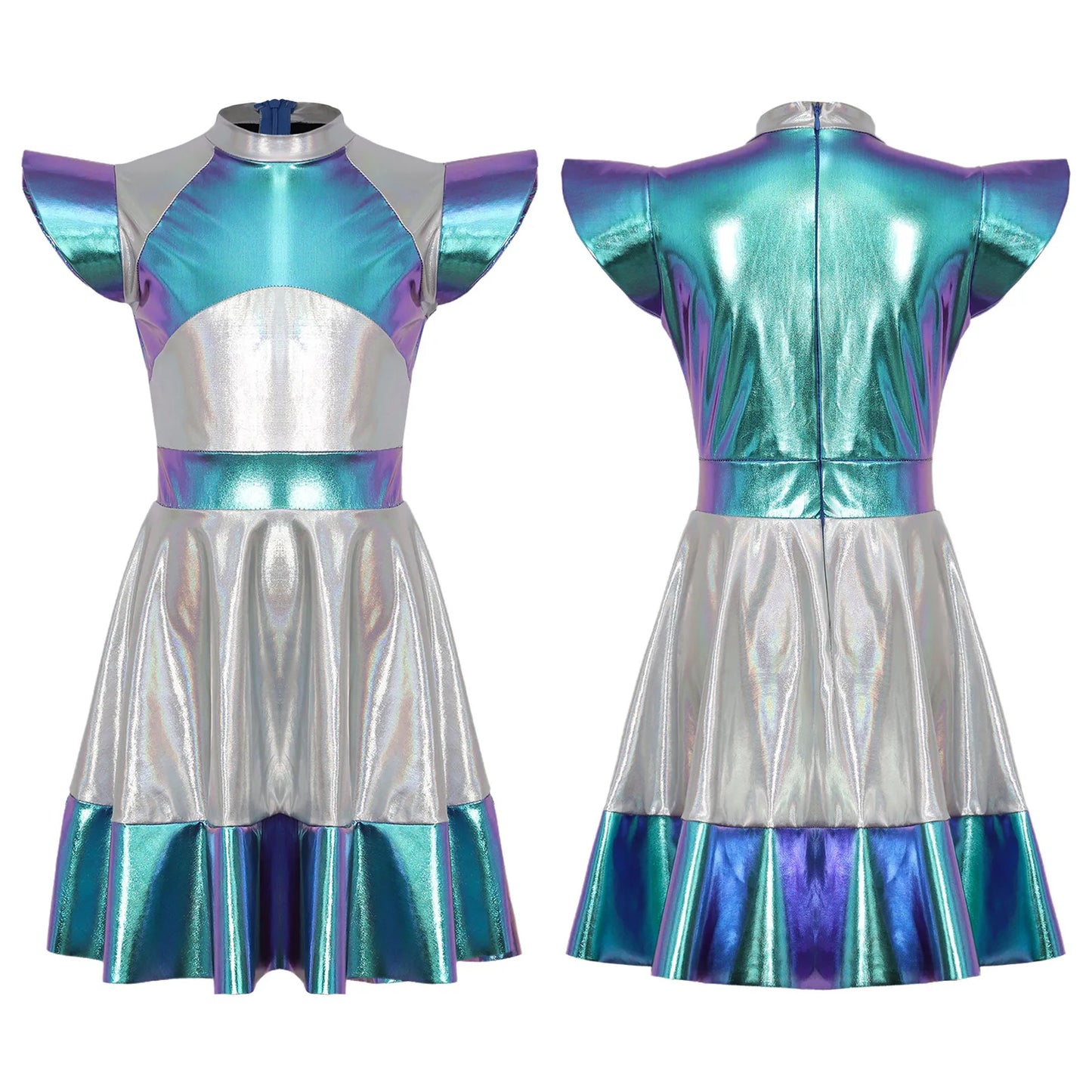 Girls Shiny Alien Outer space Halloween Cosplay