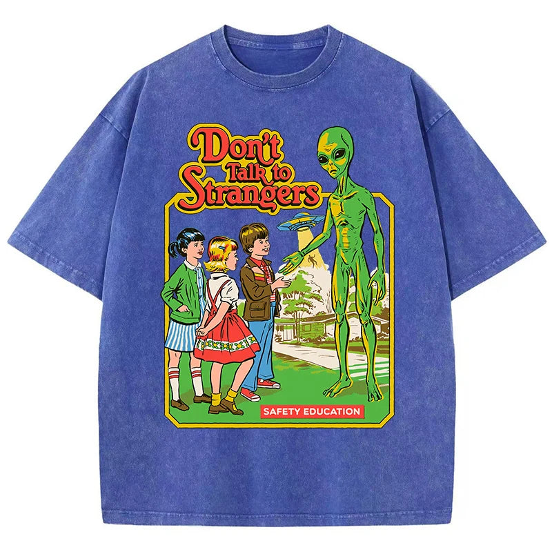 Cartoon Alien Classic Communication Print Women T-shirt