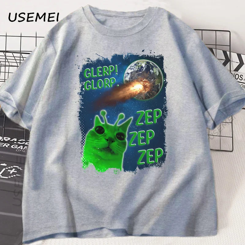Funny Alien Cat T-Shirt Men Women