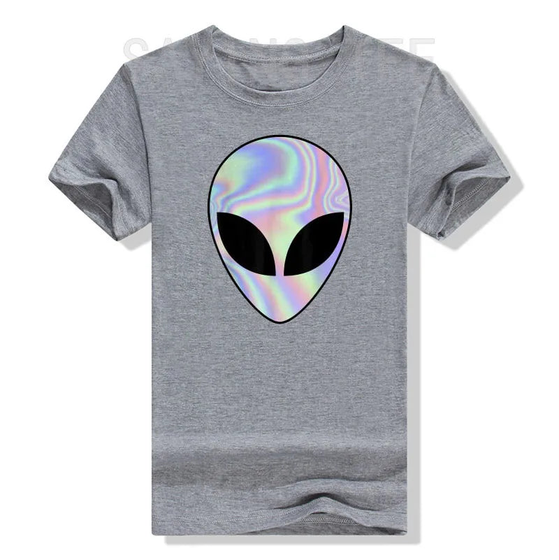 Alien Head T-Shirt Colorful Alien-Ufo Rave Tee