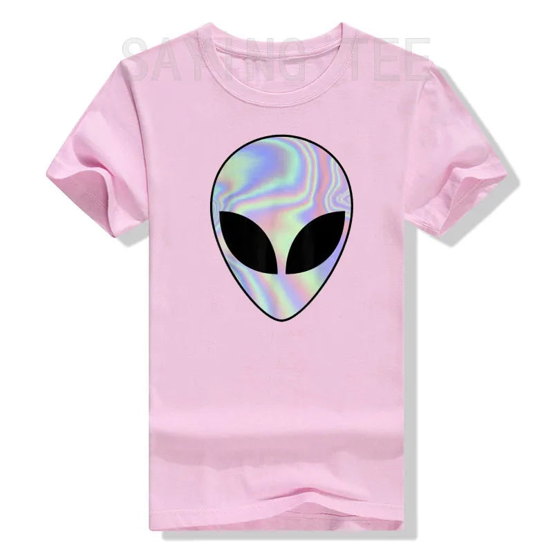 Alien Head T-Shirt Colorful Alien-Ufo Rave Tee