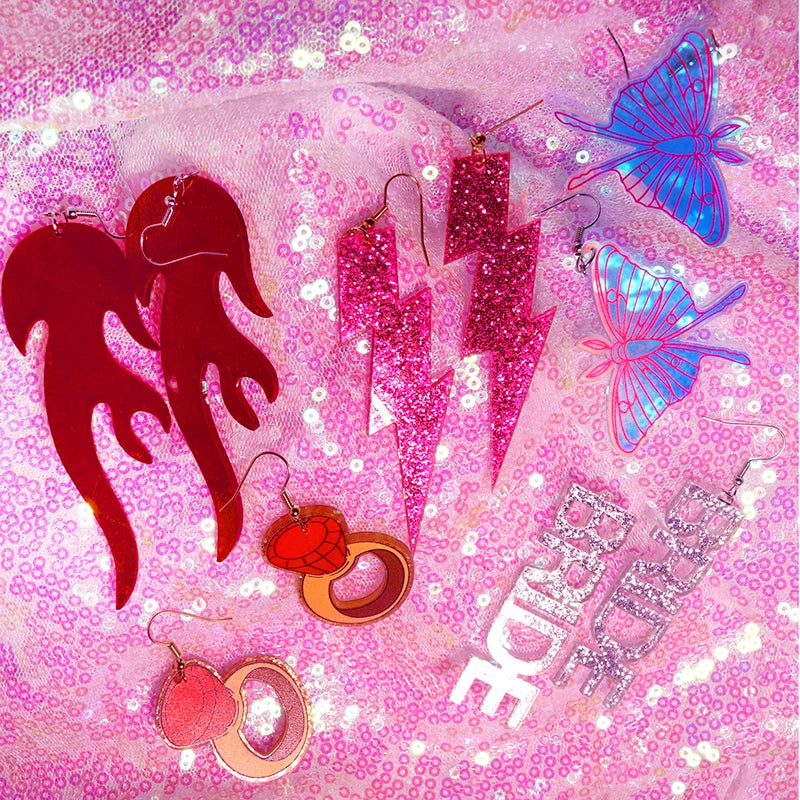 Y2k Earrings For Women Hip Hop Pink Cute Alien Set