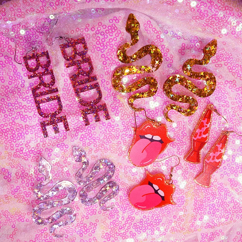 Y2k Earrings For Women Hip Hop Pink Cute Alien Set