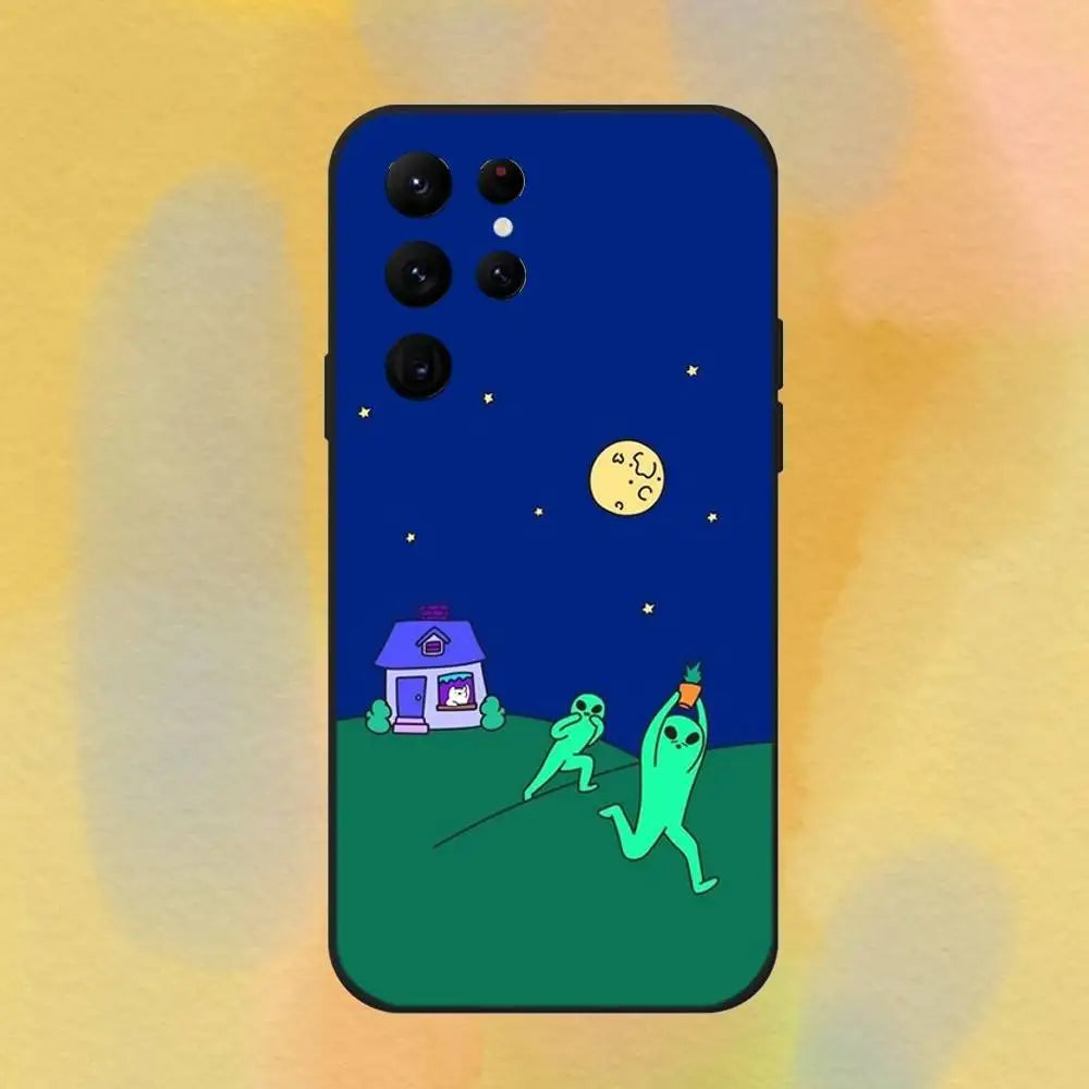 Space Alien UFO Cartoon Phone Case For Samsungs