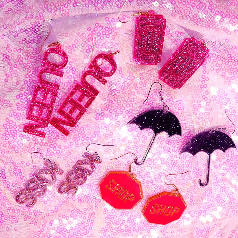 Y2k Earrings For Women Hip Hop Pink Cute Alien Set