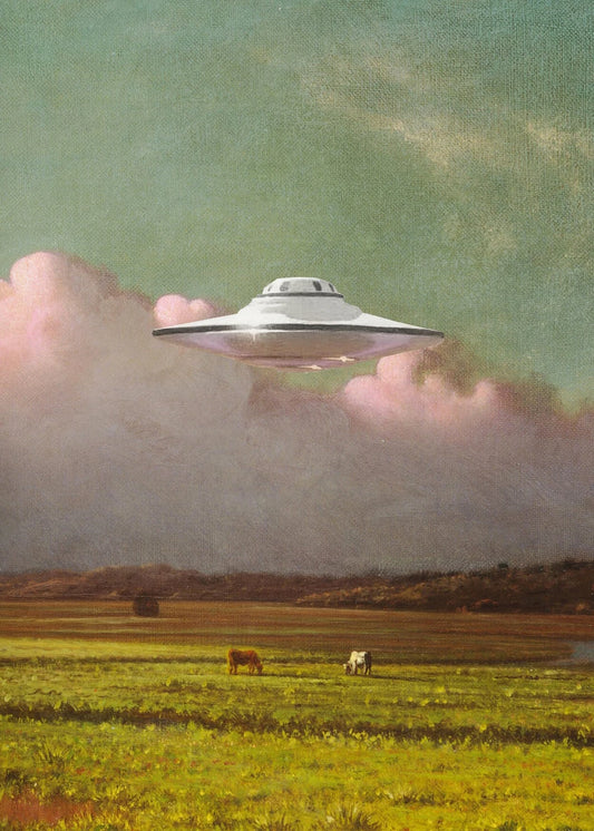 UFO Alien Poster Retro Disco Ball Wall Art Home Decor Mural