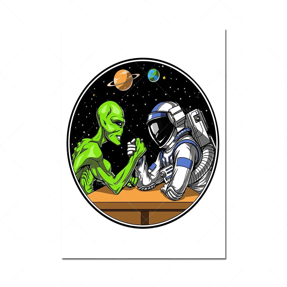 Space alien smoking weed canvas poster-hippie