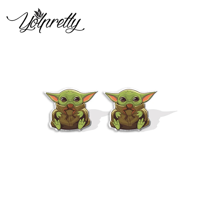 Cute Green Space Alien Baby Earrings