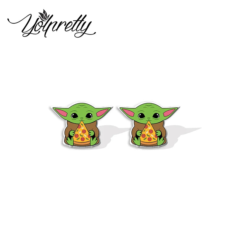 Cute Green Space Alien Baby Earrings
