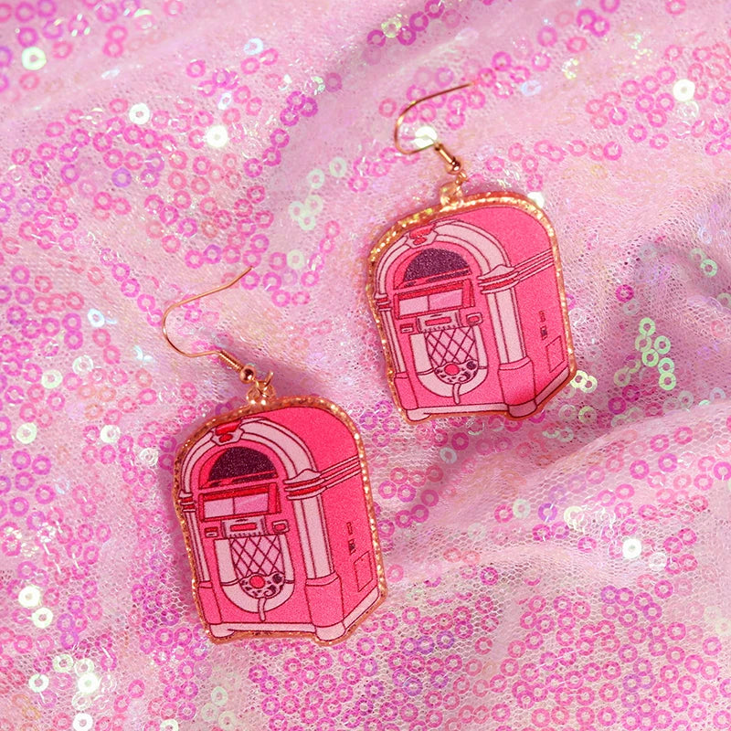 Y2k Earrings For Women Hip Hop Pink Cute Alien Set