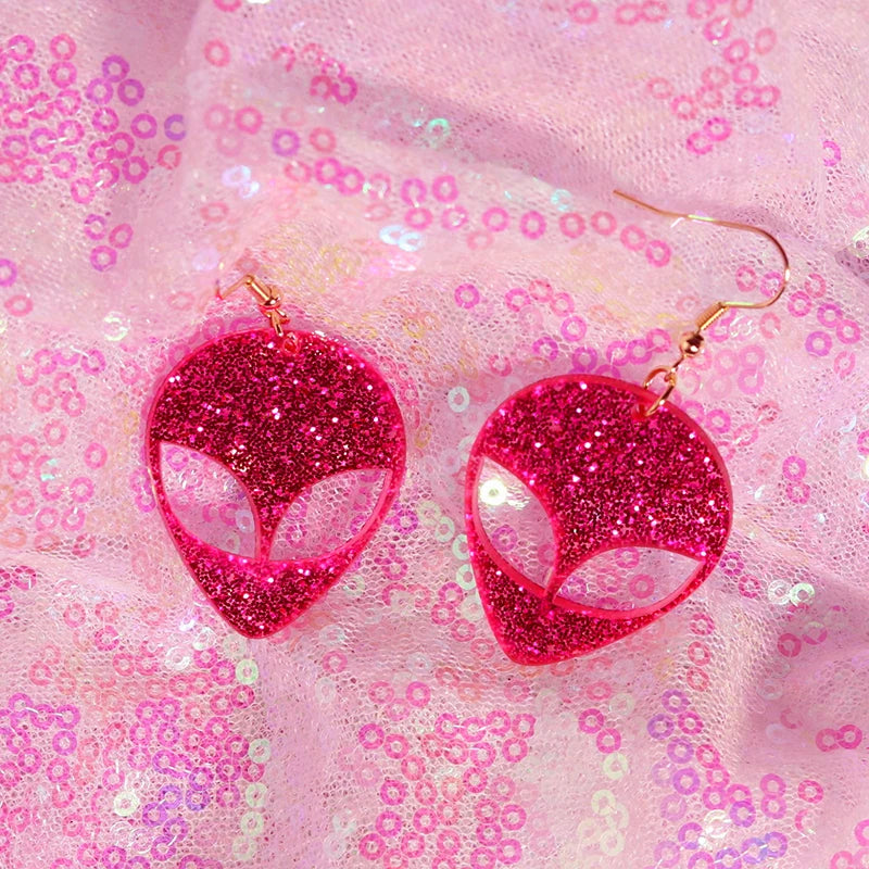 Y2k Earrings For Women Hip Hop Pink Cute Alien Set