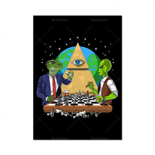 Space alien smoking weed canvas poster-hippie