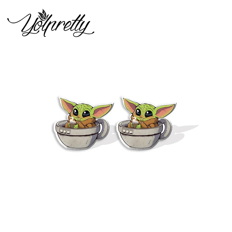 Cute Green Space Alien Baby Earrings