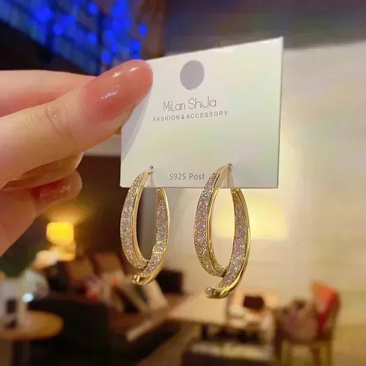 Geometric Rhombus Double Layer Combination Design Earrings For Women