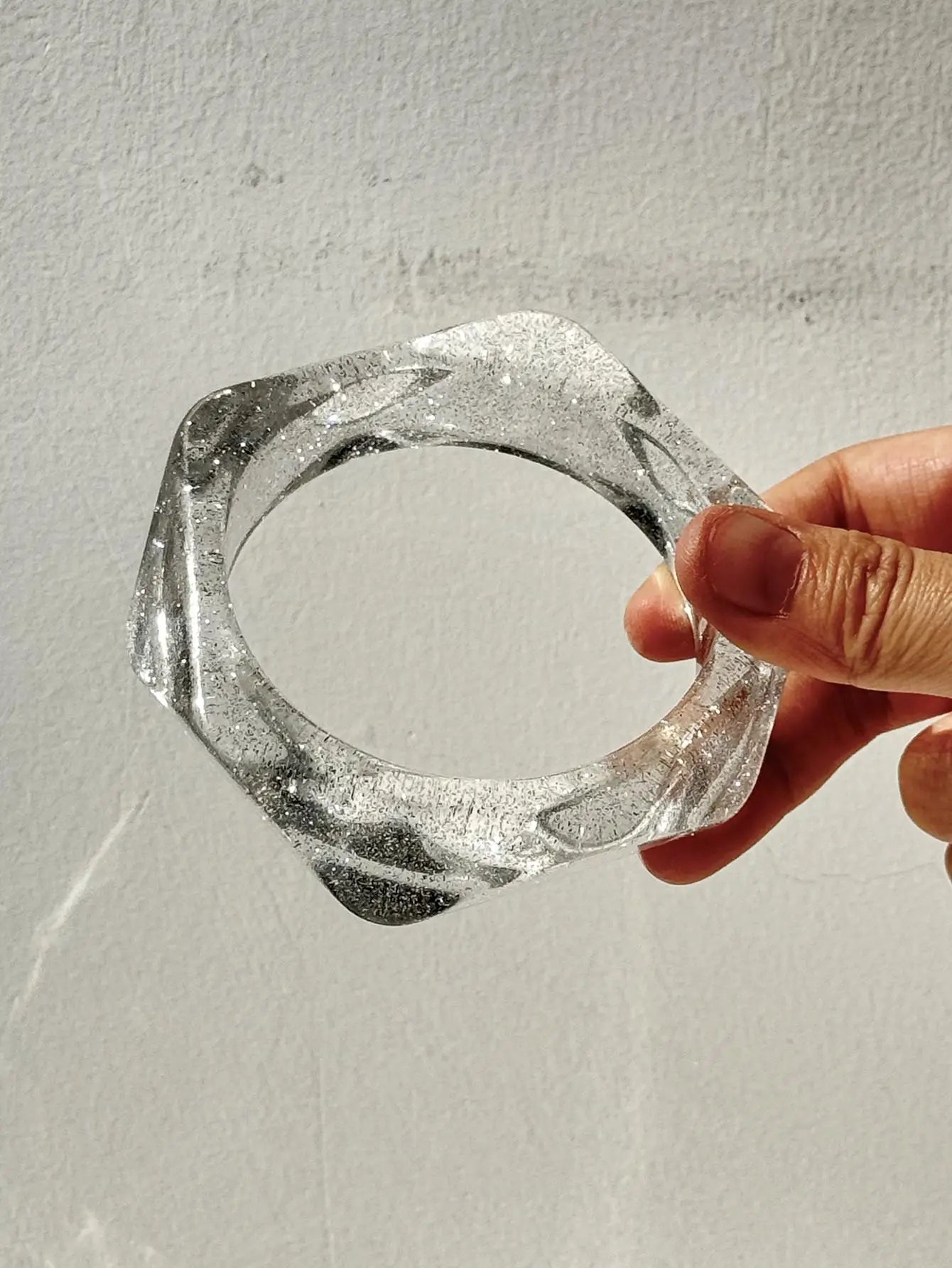 Alien Twisted Irregular Transparent Shiny Resin Bracelet