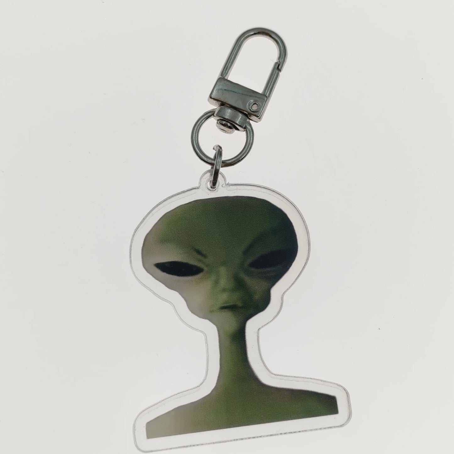 Green Alien Cat Fun Cute Keychain