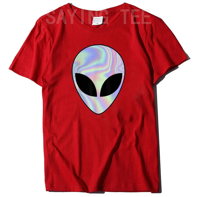 Alien Head T-Shirt Colorful Alien-Ufo Rave Tee