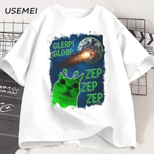 Funny Alien Cat T-Shirt Men Women