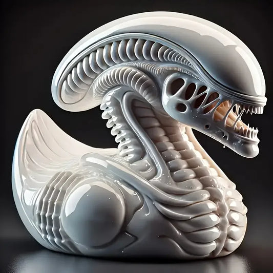 Gothic Resin Duck Figurine - Dark Alien Decor,