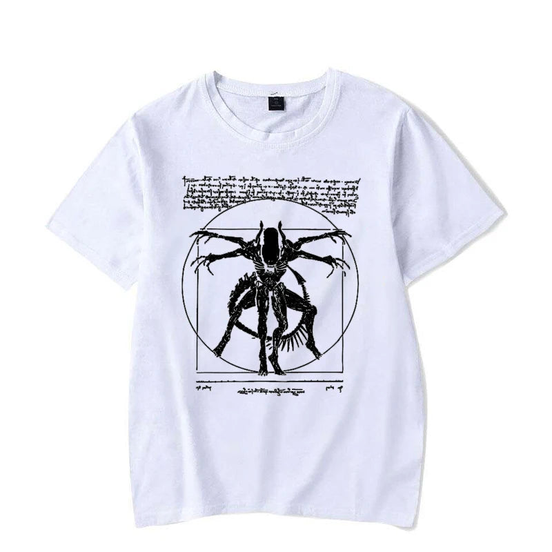 Alien Men's Gamer T-Shirt Da Vinci Print Women Tops Fashion Tshirt
