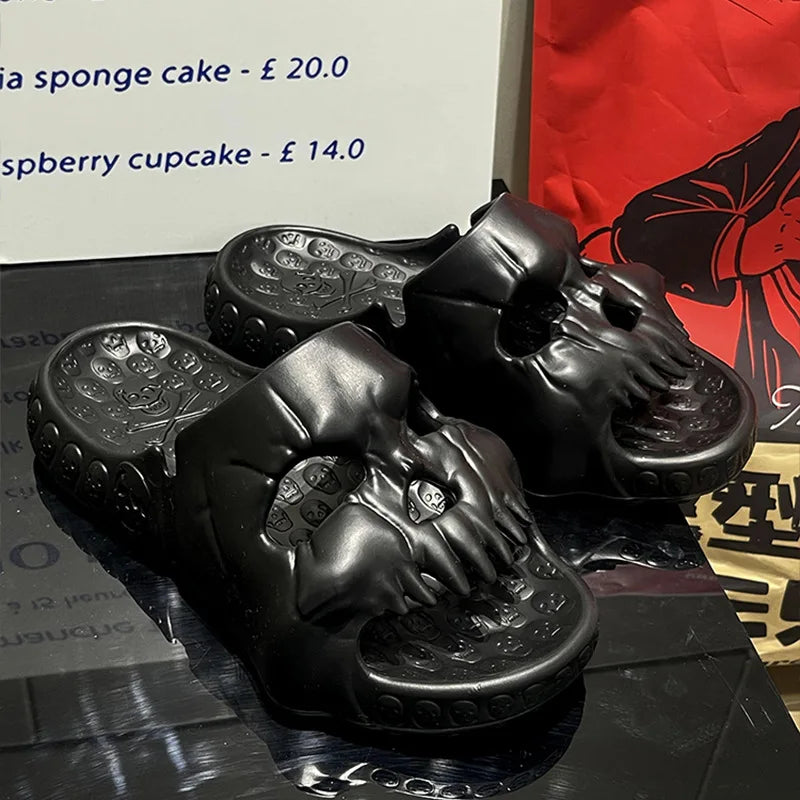 Skull Design Men Slippers Y2K