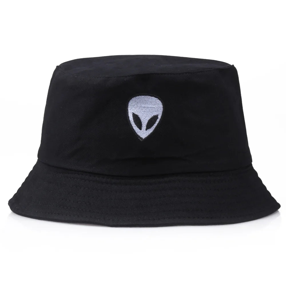 Unisex Embroidered Alien Bucket Hat Foldable