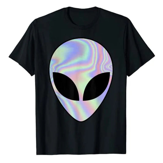 Alien Head T-Shirt Colorful Alien-Ufo Rave Tee