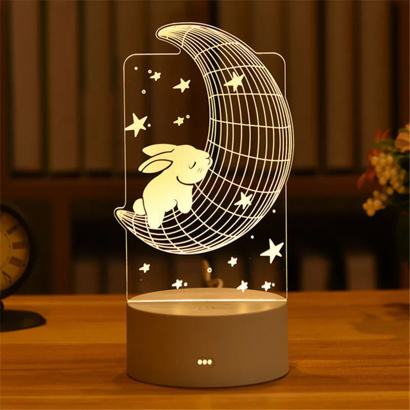3D Lamp Acrylic USB LED Night Lights Neon Sign